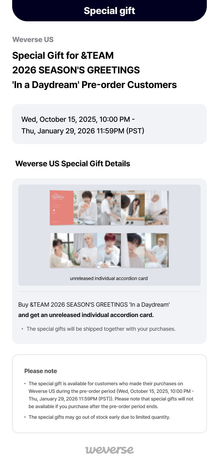 &TEAM 2026 SEASON'S GREETINGS 'In a Daydream 1 detail