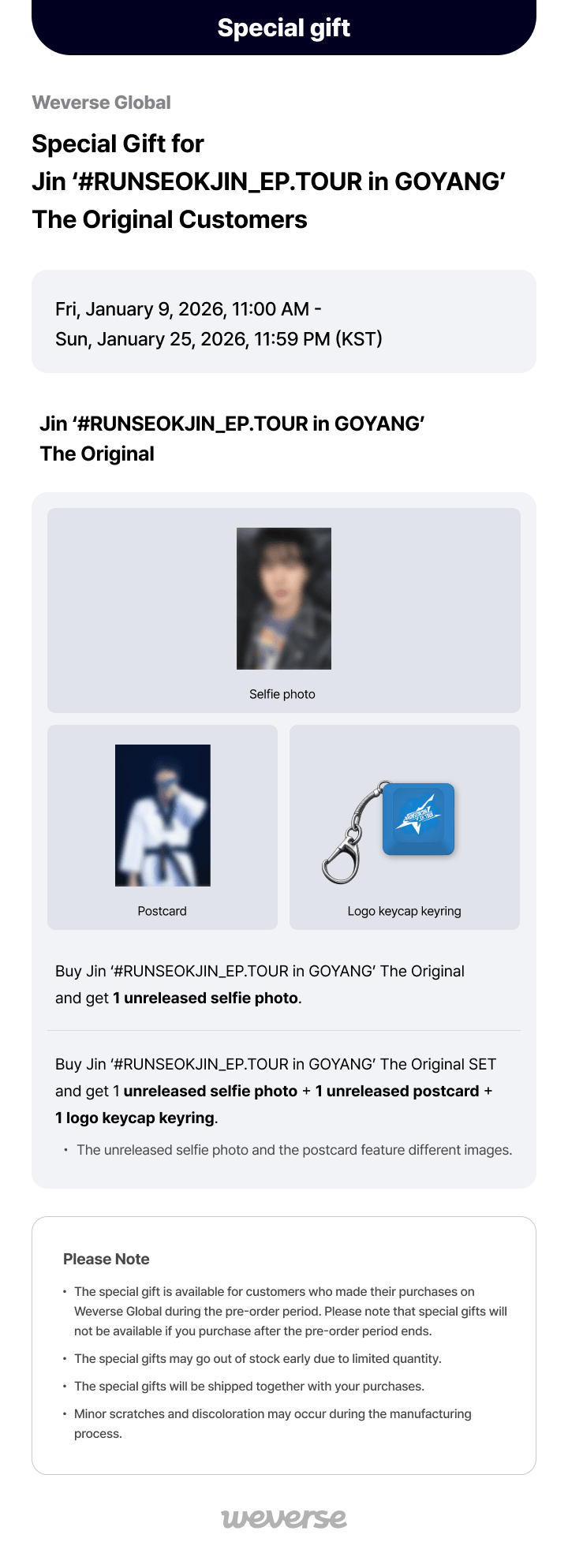 Jin '#RUNSEOKJIN_EP.TOUR in GOYANG' The Original SET 0 detail