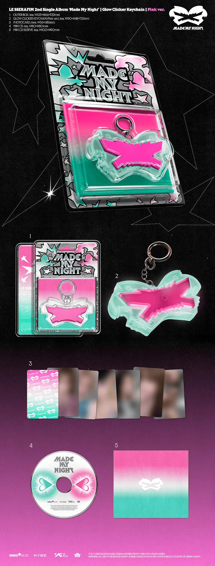 2nd Single Album 'Made My Night' Glow Clicker Keychain (Pink ver.) 1 detail
