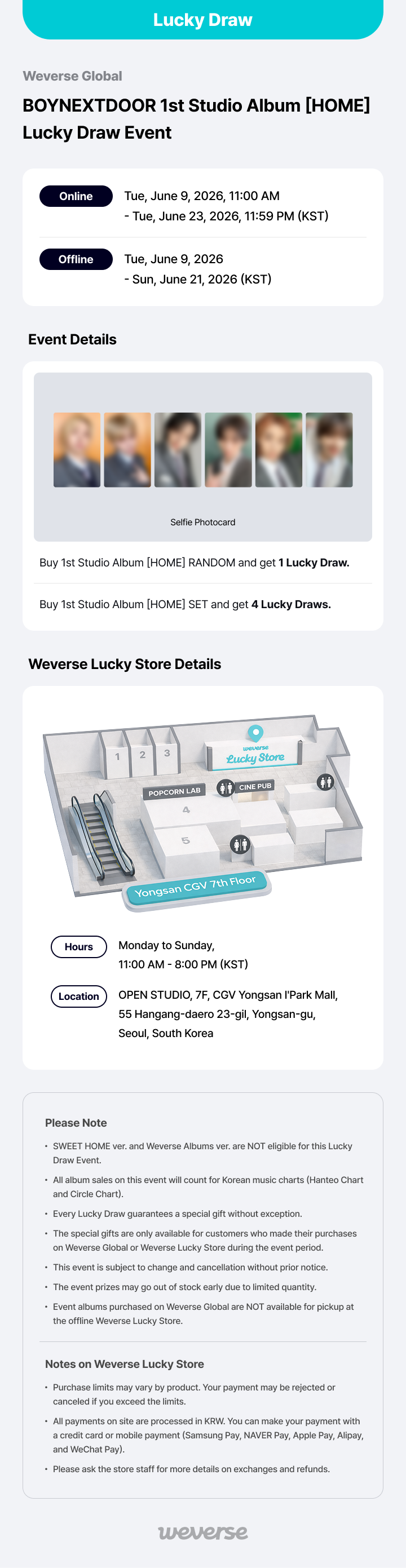 Weverse Global] BOYNEXTDOOR 1st Studio Album [HOME] Lucky Draw