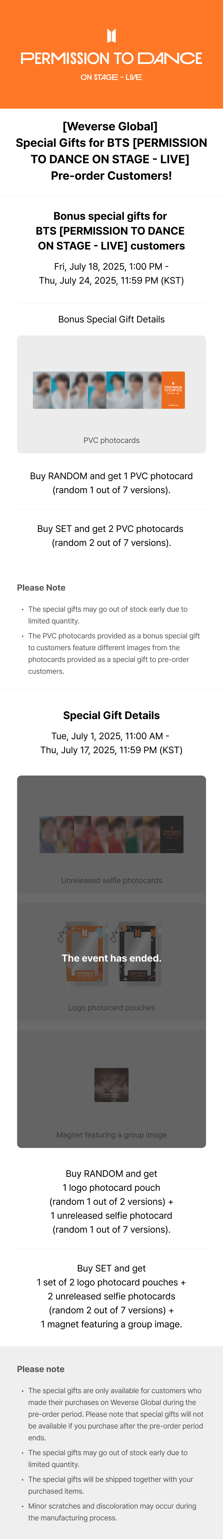 [SPECIAL GIFT] PERMISSION TO DANCE ON STAGE - LIVE (Set) 0 detail