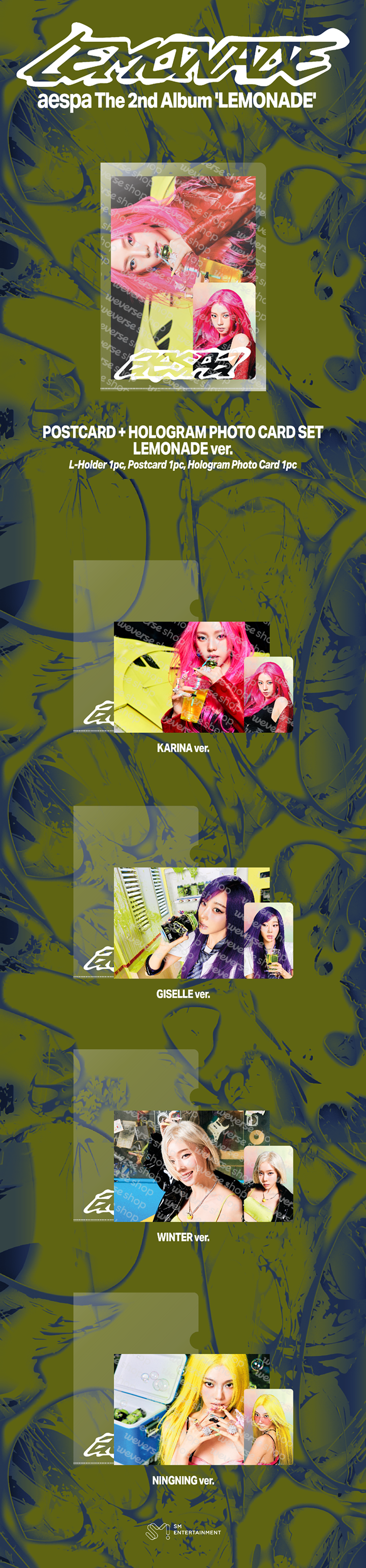 aespa WEEK - MAKE IT LEMONADE Postcard + Hologram Photo Card Set_lemonade Ver.