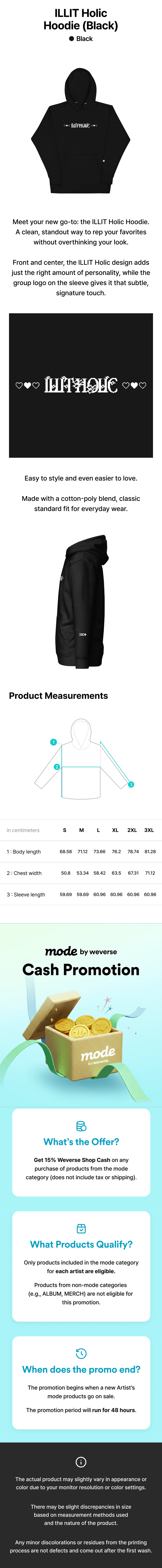 ILLIT Holic Hoodie (Black) 0 detail