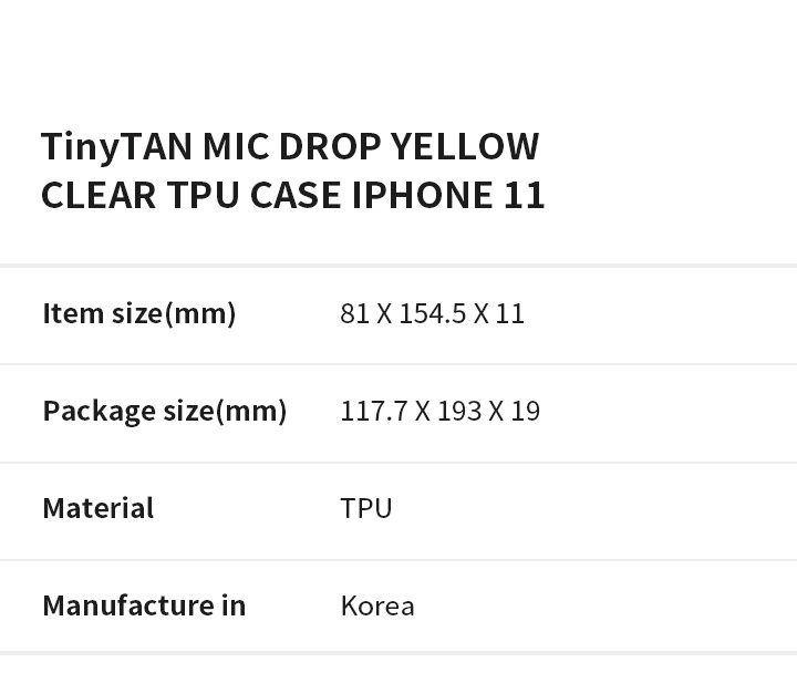 MIC Drop Yellow Clear TPU Case_iPhone 11 2 detail