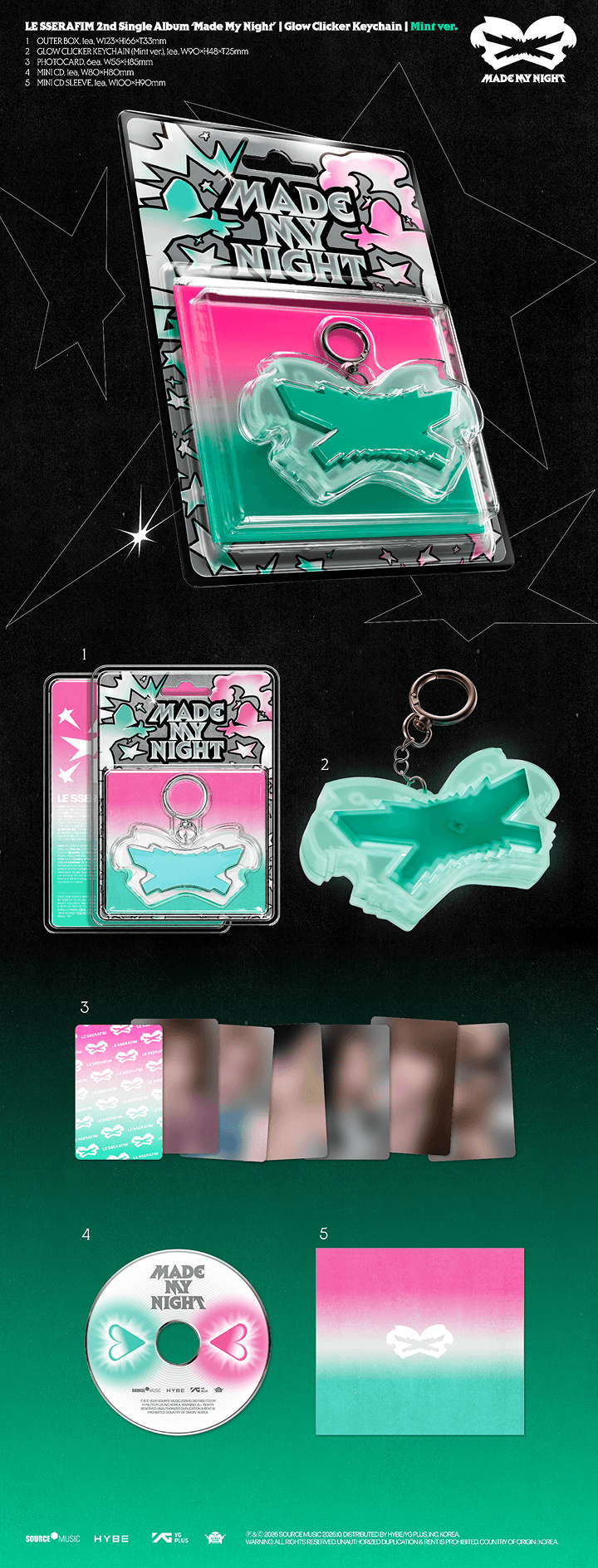 2nd Single Album 'Made My Night' Glow Clicker Keychain (Mint ver.) 1 detail