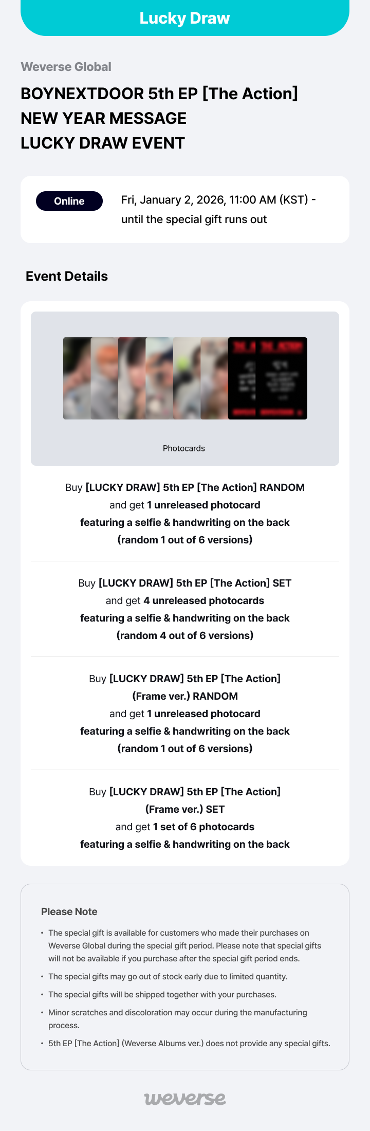 Weverse Global] BOYNEXTDOOR 5th EP [The Action] NEW YEAR MESSAGE