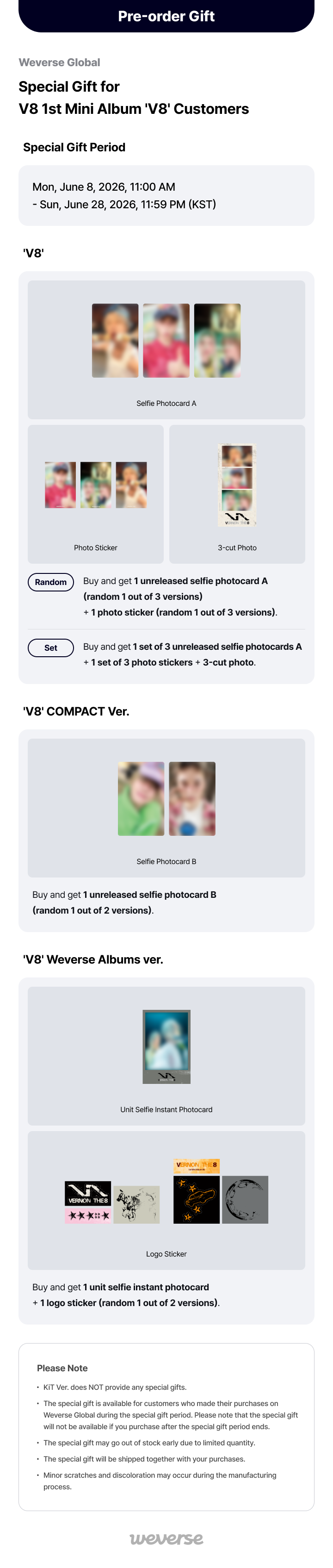 Weverse Global] Special Gift for V8 1st Mini Album 'V8' Customers