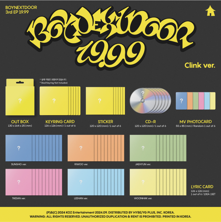 BOYNEXTDOOR 3rd EP 1999 Clink ver Random with weverse shop gift