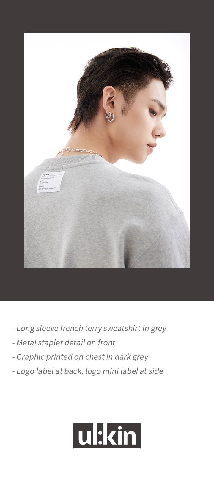 RUN UP Print Sweatshirt (Grey) 2 detail
