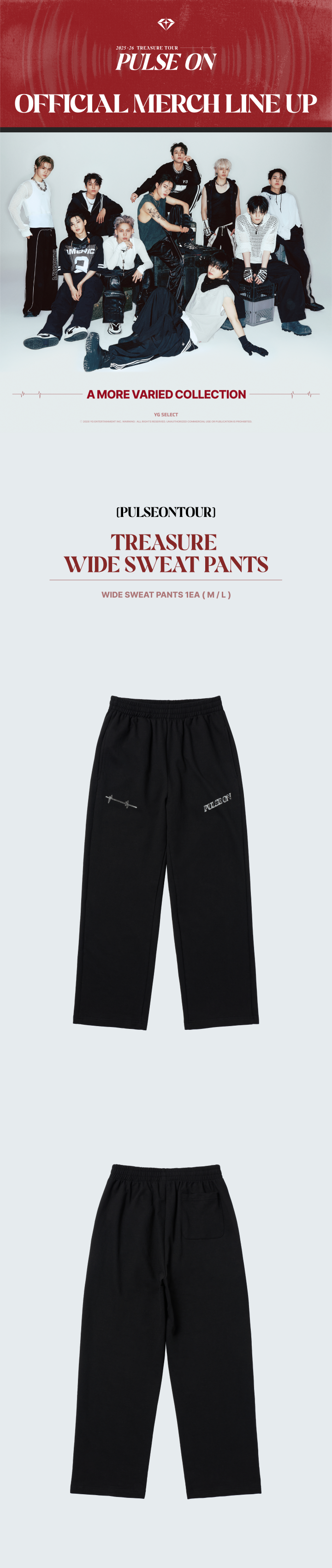 [PULSEONTOUR] TREASURE WIDE SWEAT PANTS 1 detail