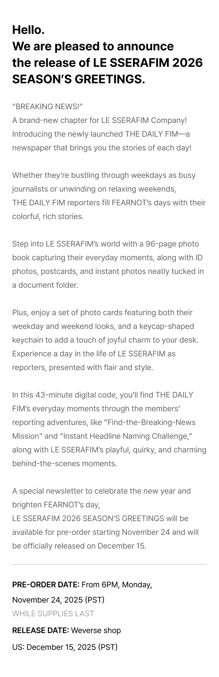 LE SSERAFIM 2026 SEASON’S GREETINGS 2 detail