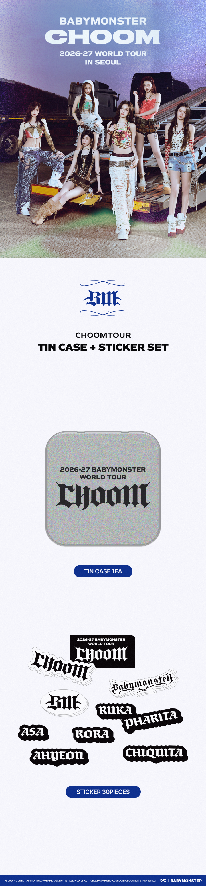 CHOOM [choomtour] BABYMONSTER Tin Case + Sticker Set