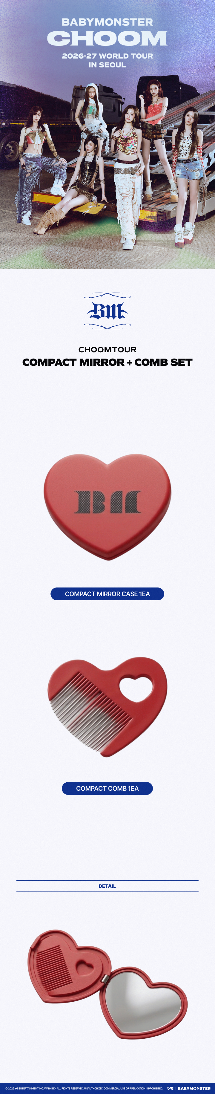 [CHOOMTOUR] BABYMONSTER COMPACT MIRROR + COMB SET 1 detail