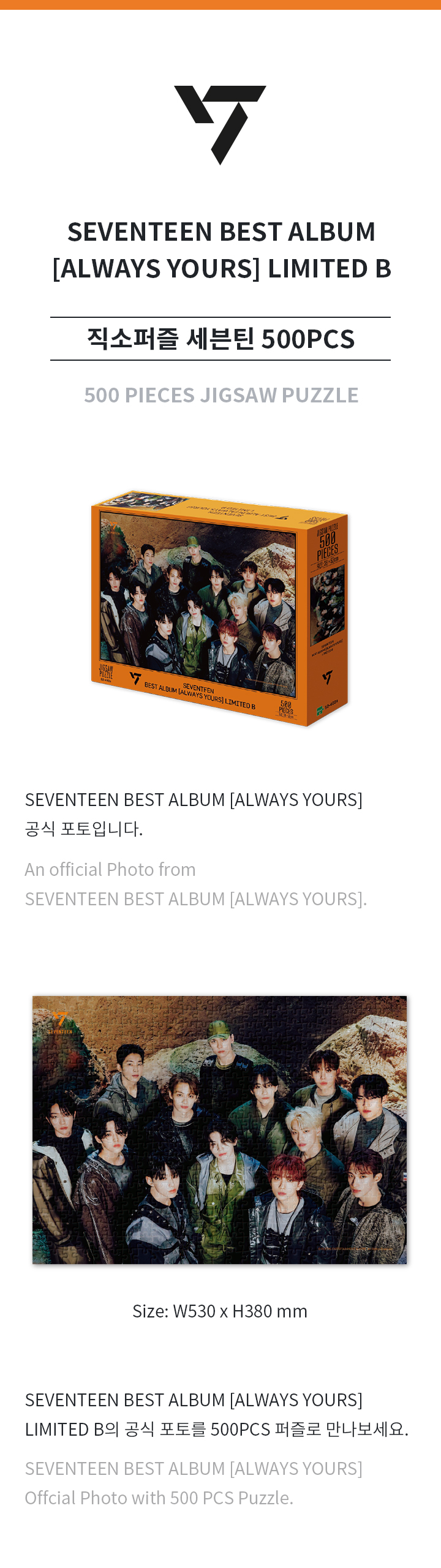 SEVENTEEN | 500 PIECES JIGSAW PUZZLE (ALWAYS YOURS)