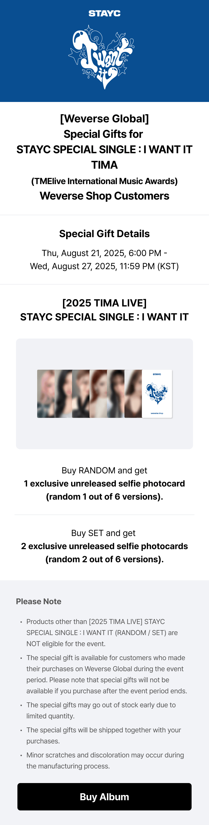 [2025 TIMA LIVE] SPECIAL SINGLE : I WANT IT (RANDOM) 0 detail