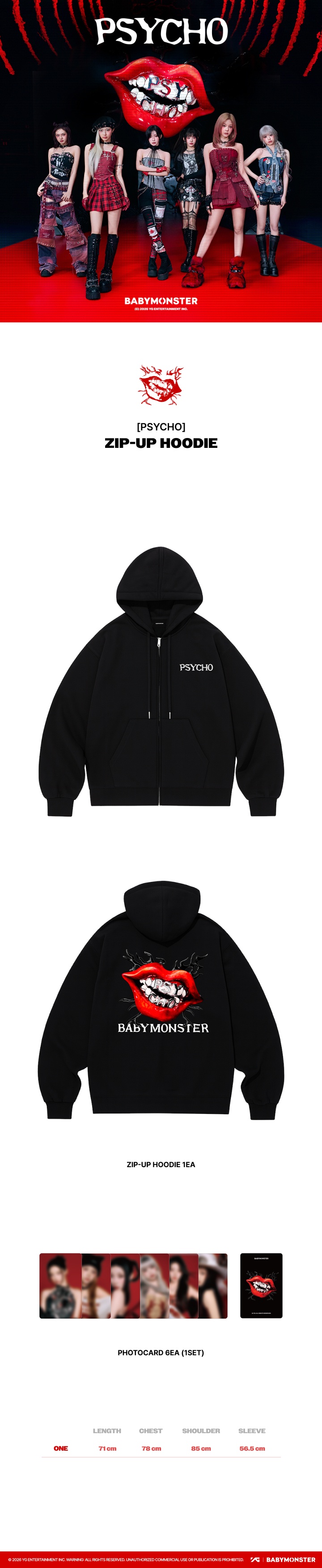 [PSYCHO] BABYMONSTER ZIP-UP HOODIE 1 detail