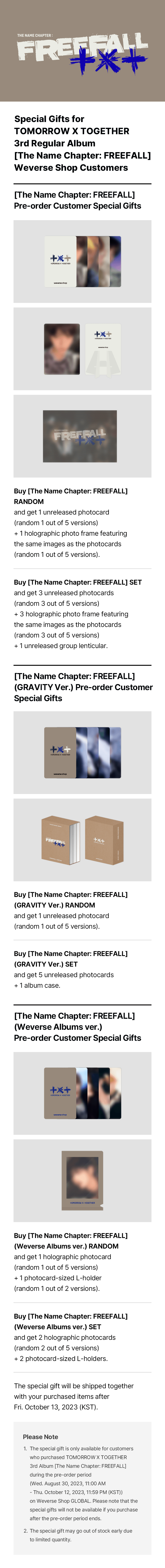 【中国直邮】 The Name Chapter: FREEFALL (Weverse Albums ver.) Random 1 detail