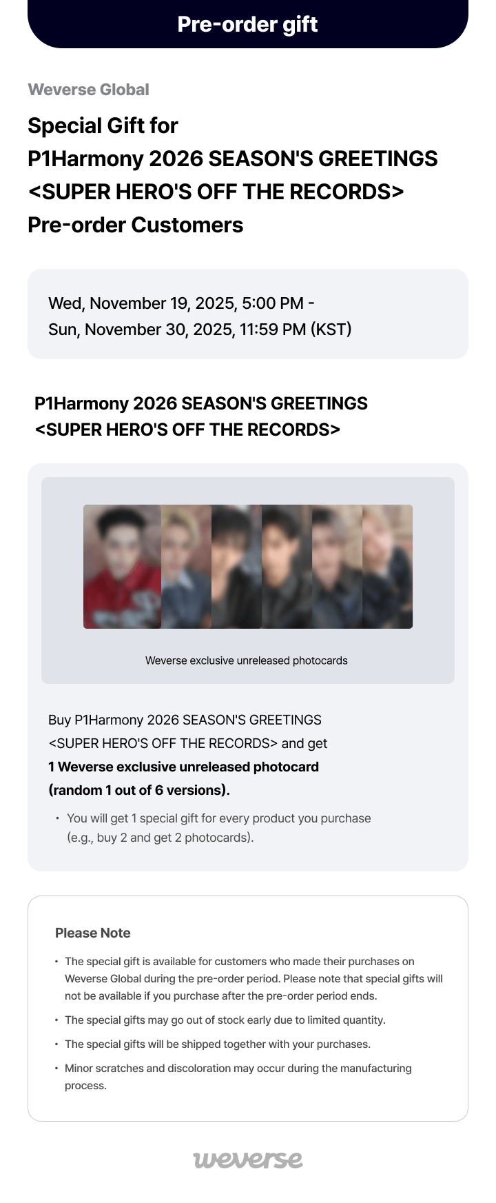 P1Harmony 2026 SEASON'S GREETINGS <SUPER HERO'S OFF THE RECORDS> 0 detail