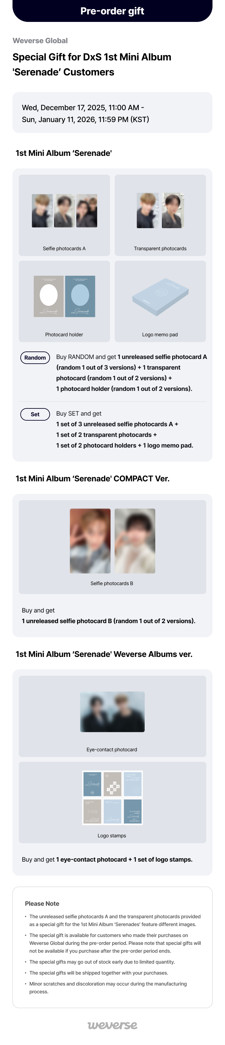 Weverse Global] Special Gift for DxS 1st Mini Album 'Serenade