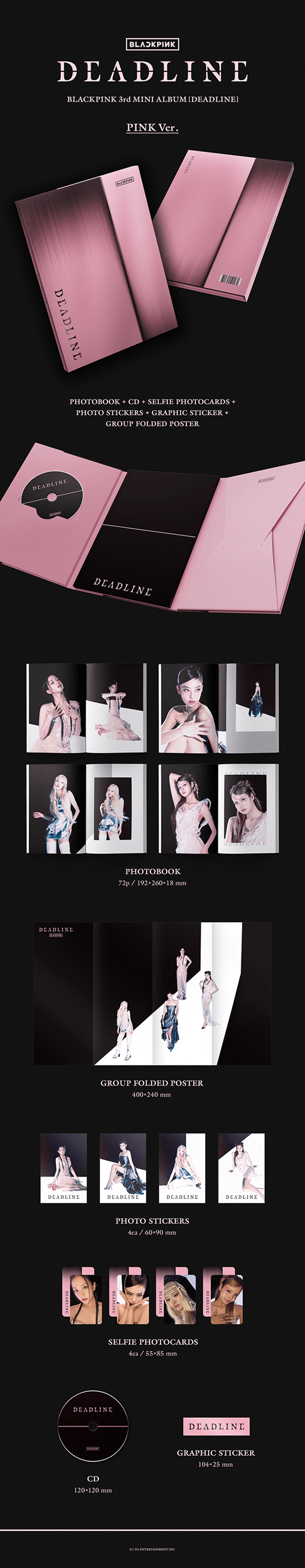 BLACKPINK 3rd MINI ALBUM [DEADLINE] BLACK Ver. + PINK Ver. Set 2 detail