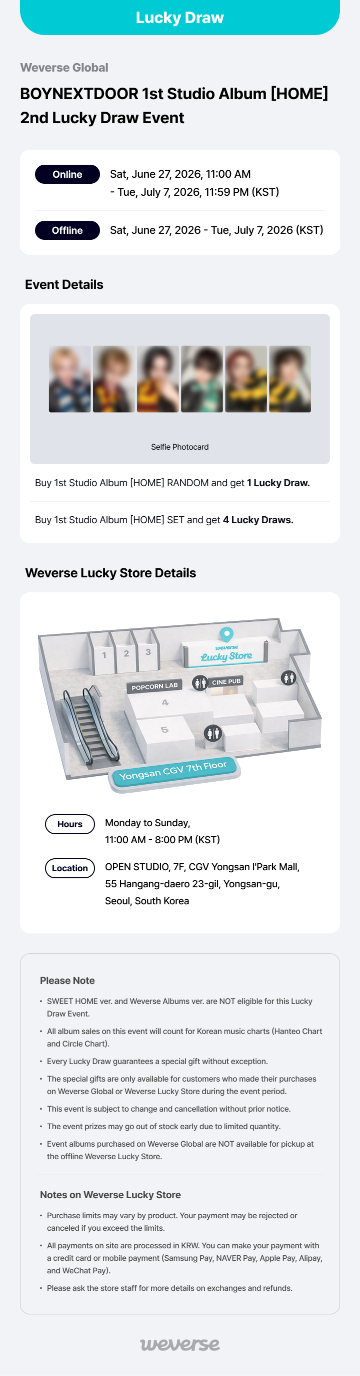 Weverse Global] BOYNEXTDOOR 1st Studio Album [HOME] 2nd LUCKY DRAW