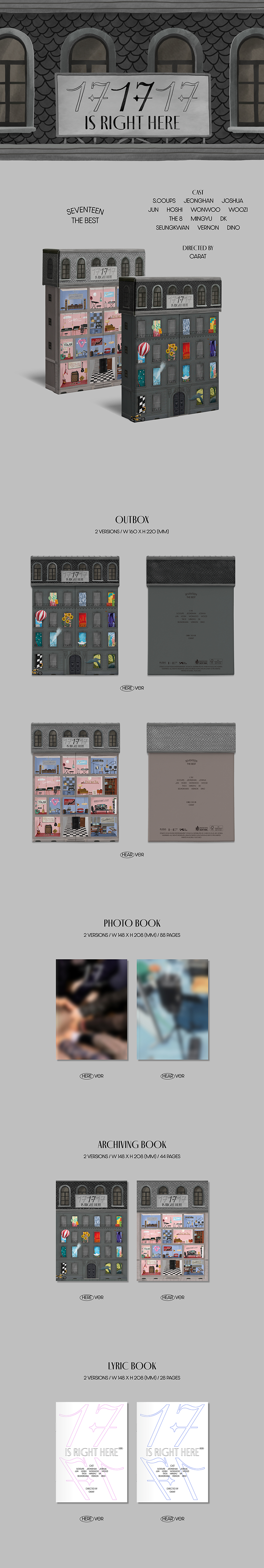 SEVENTEEN - Best Album '17 Is Right Here' [Dear Ver.] Random Version - 2CD, Fotokarten, Sammlerstück