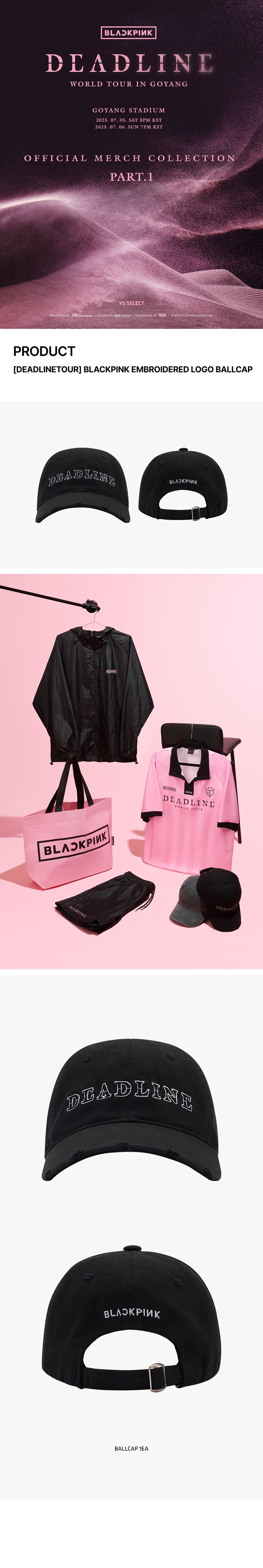 [DEADLINETOUR] BLACKPINK EMBROIDERED LOGO BALLCAP 0 detail