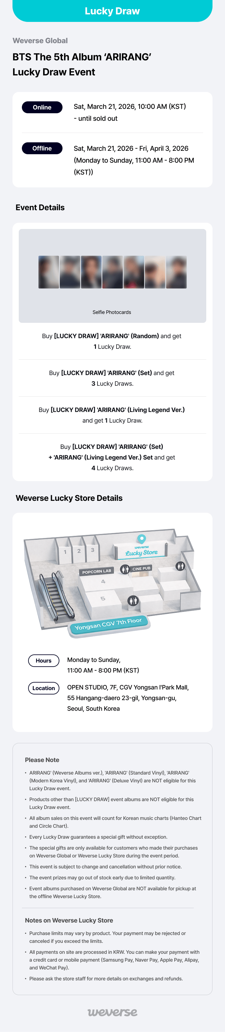 [LUCKY DRAW] 'ARIRANG' (Set) + 'ARIRANG' (Living Legend Ver.) Set 0 detail