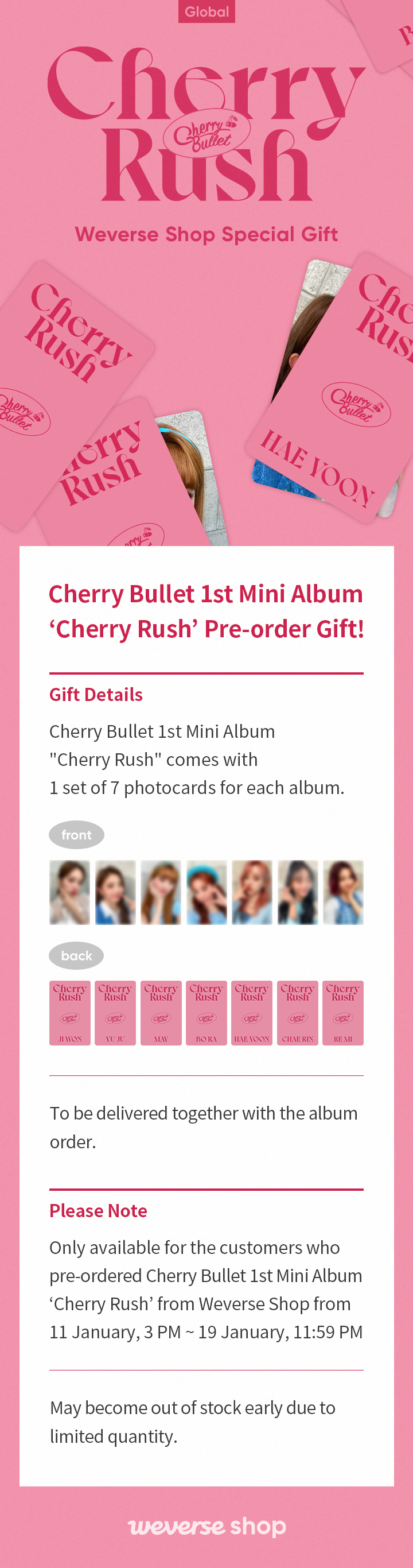 Cherry Bullet 1st Mini Album 'Cherry Rush' Pre-order Gift!