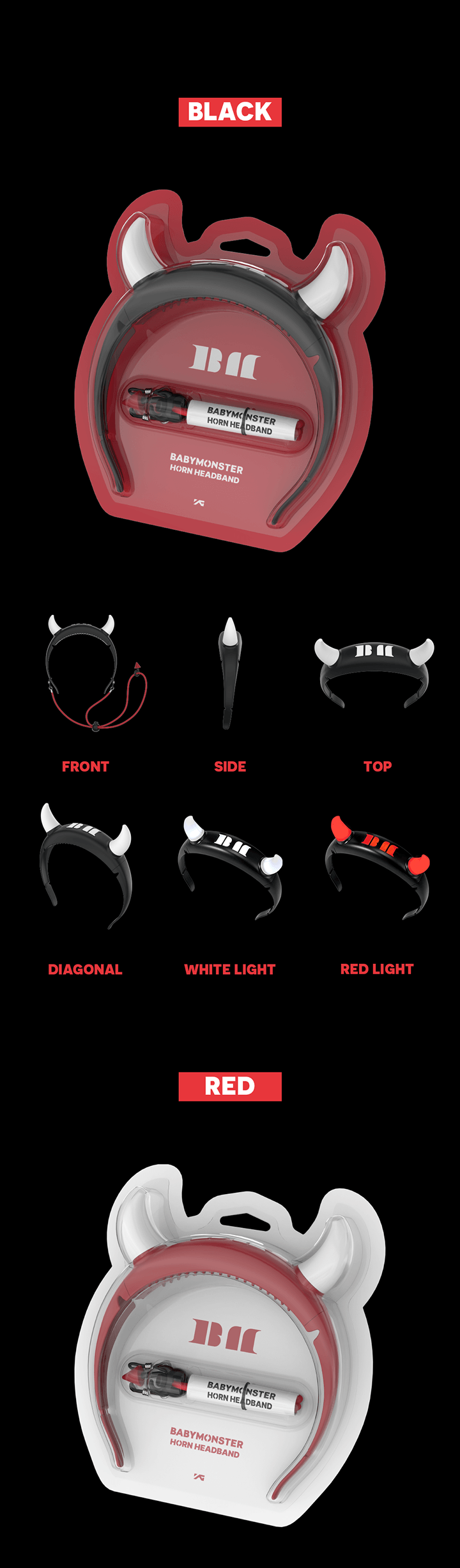**BABYMONSTER Official Horn Headband** (lightstick, fanlight) — authentic K-POP merch sold by BYIT KPOP, fast worldwide shipping - 100% authentic KPOP Goods by **BYIT KPOP** (Lightstick, Album, Keyring, Photo Card, MD, Figure etc KPOP Merch) - Worldwide shipping, Safe and Fast delivery guaranteed (официальный лайтстик, фанлайт, кей-поп мерч) — authentic K-POP goods (официальный мерч) sold by BYIT KPOP, worldwide shipping (доставка по всему миру)