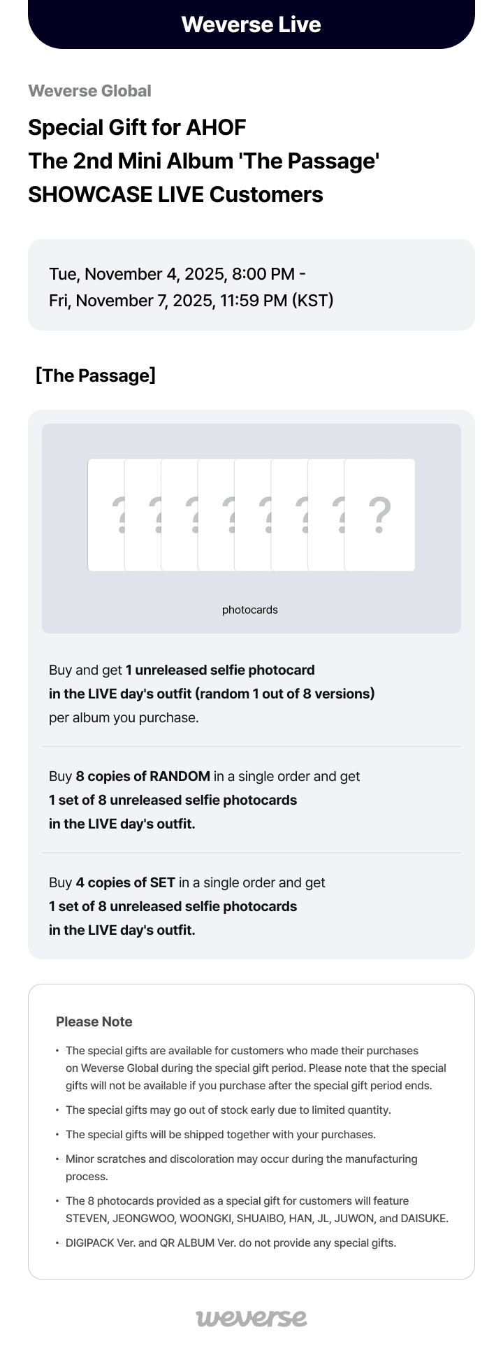 [SHOWCASE LIVE] The 2nd Mini Album ‘The Passage’ (Random) 0 detail