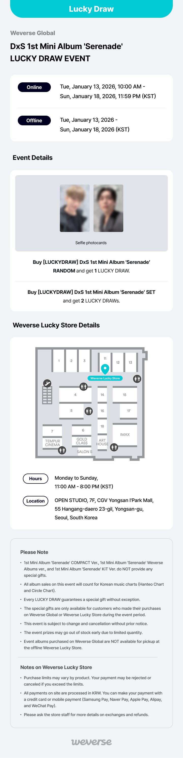 Weverse Global] DxS 1st Mini Album 'Serenade' LUCKY DRAW EVENT