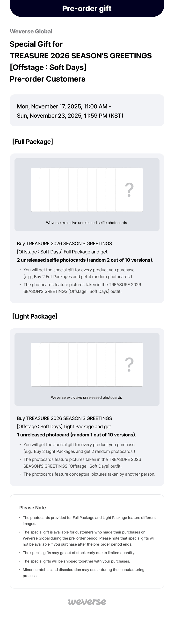 TREASURE 2026 SEASON'S GREETINGS [Offstage : Soft Days] Light Package 0 detail
