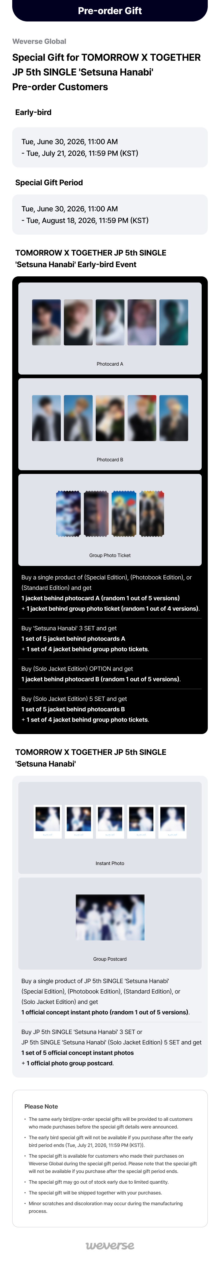 Weverse Global] Special Gift for TOMORROW X TOGETHER JP 5th SINGLE