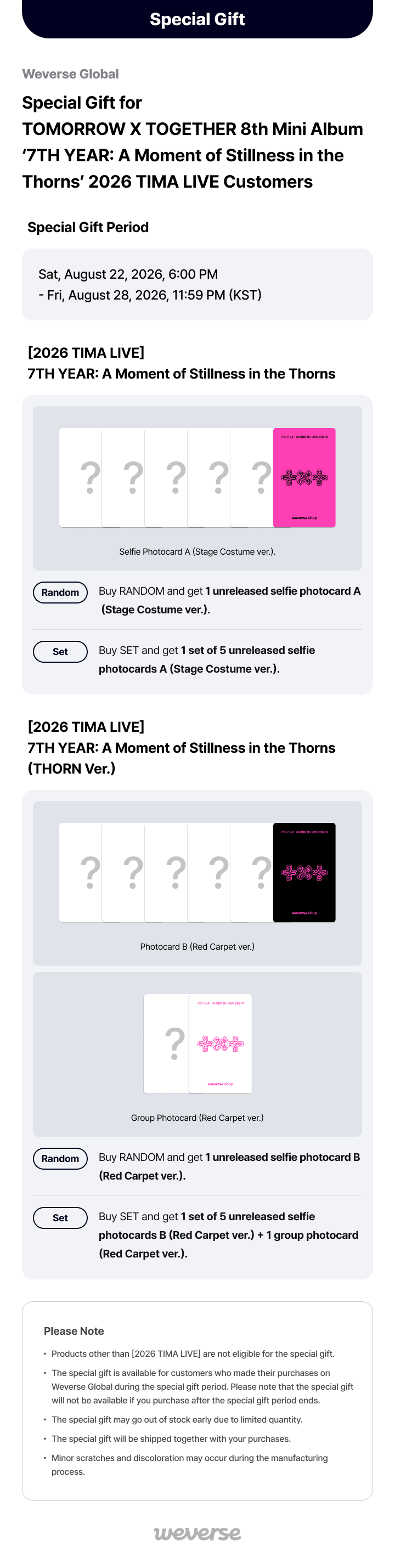 [2026 TIMA LIVE] 7TH YEAR: A Moment of Stillness in the Thorns(THORN Ver.)(Random) 0 detail