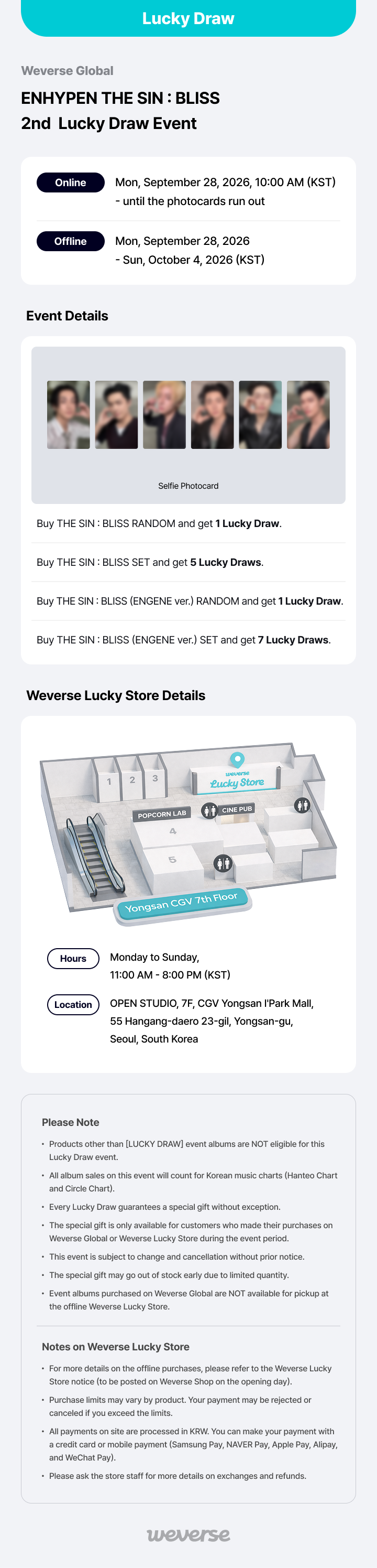 Weverse Global] ENHYPEN THE SIN : BLISS 2nd Lucky Draw Event