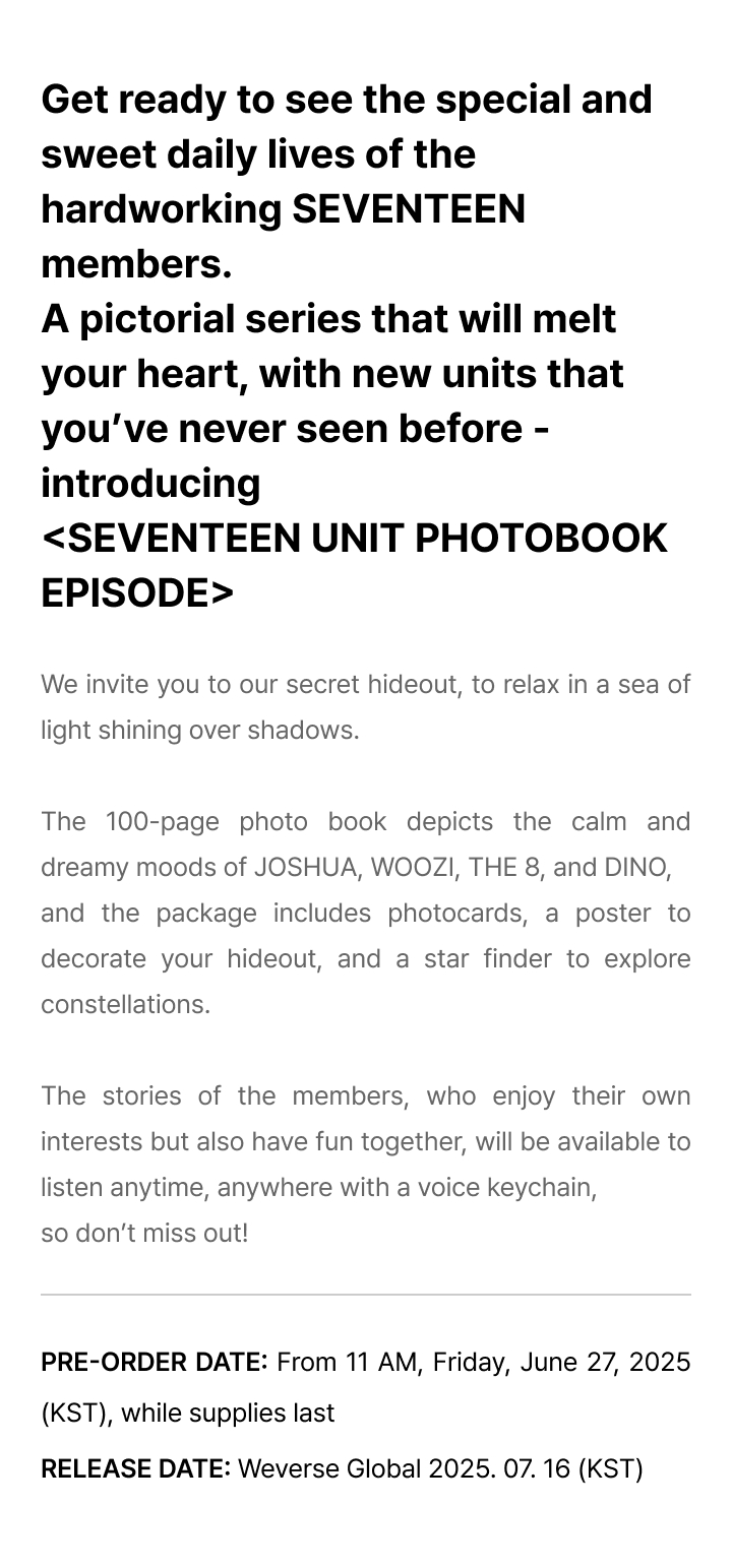 SEVENTEEN UNIT PHOTOBOOK ‘EPISODE C,D' SET 7 detail