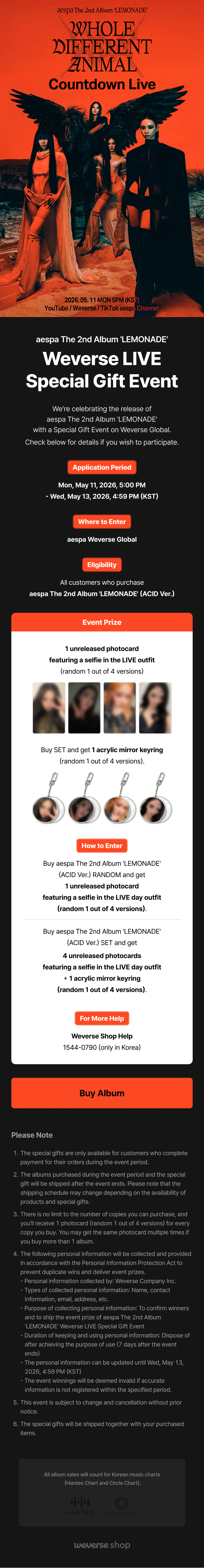Weverse Global] aespa The 2nd Album 'LEMONADE' Weverse LIVE