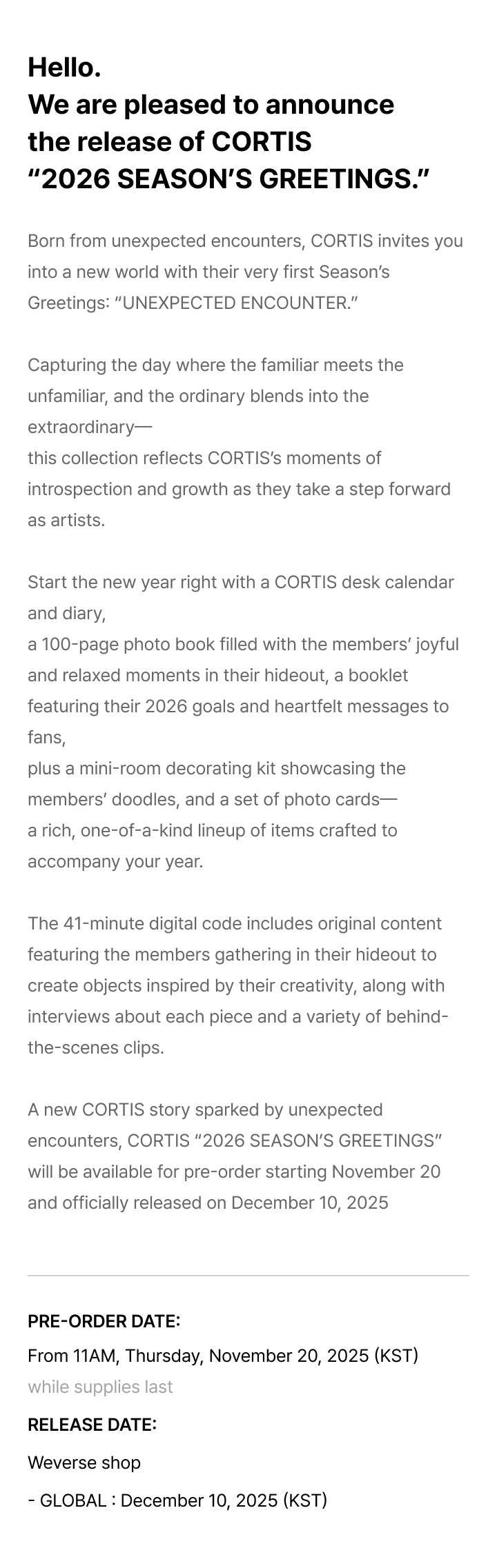 CORTIS 2026 SEASON’S GREETINGS 3 detail