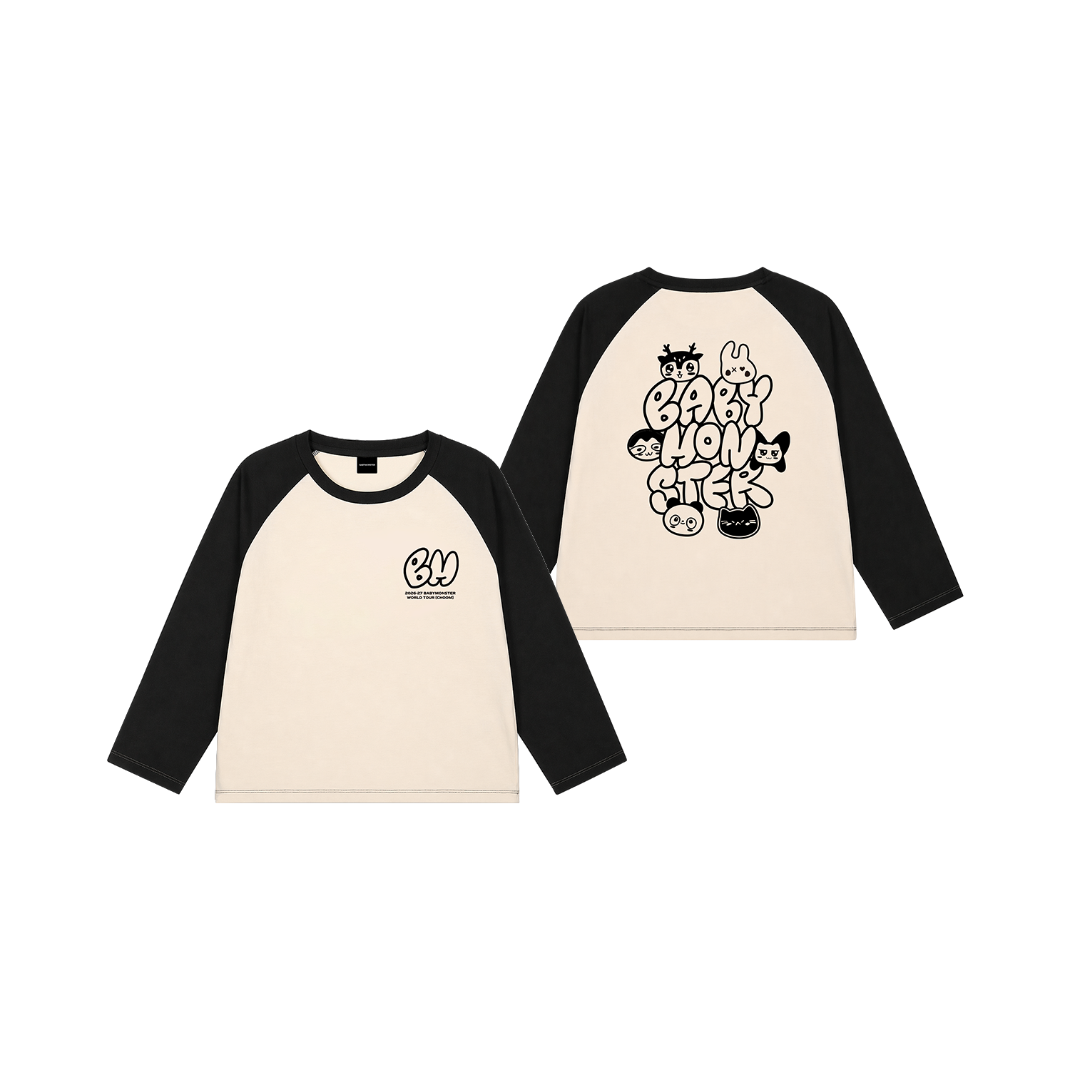 [CHOOMTOUR] BABYMONSTER CHARACTER RAGLAN LONG SLEEVE T-SHIRT