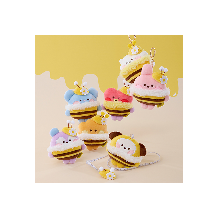 minini Measuring Tape Plush Keyring Honey Bee