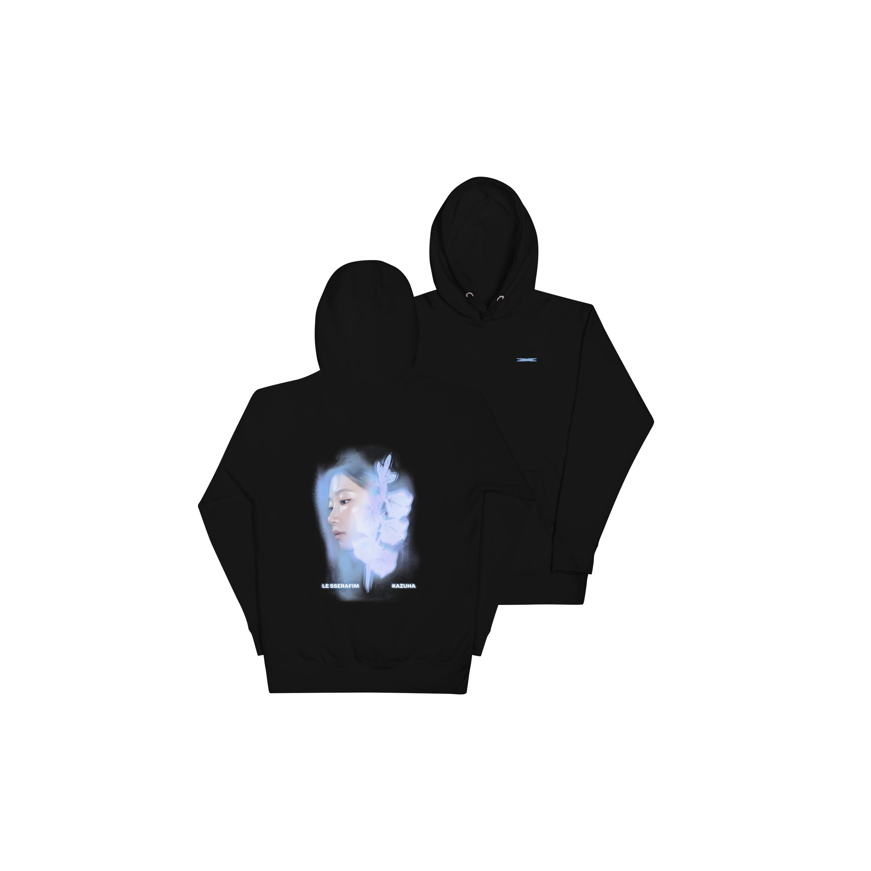 LE SSERAFIM | [KAZUHA] Flower Portrait Hoodie (Black)