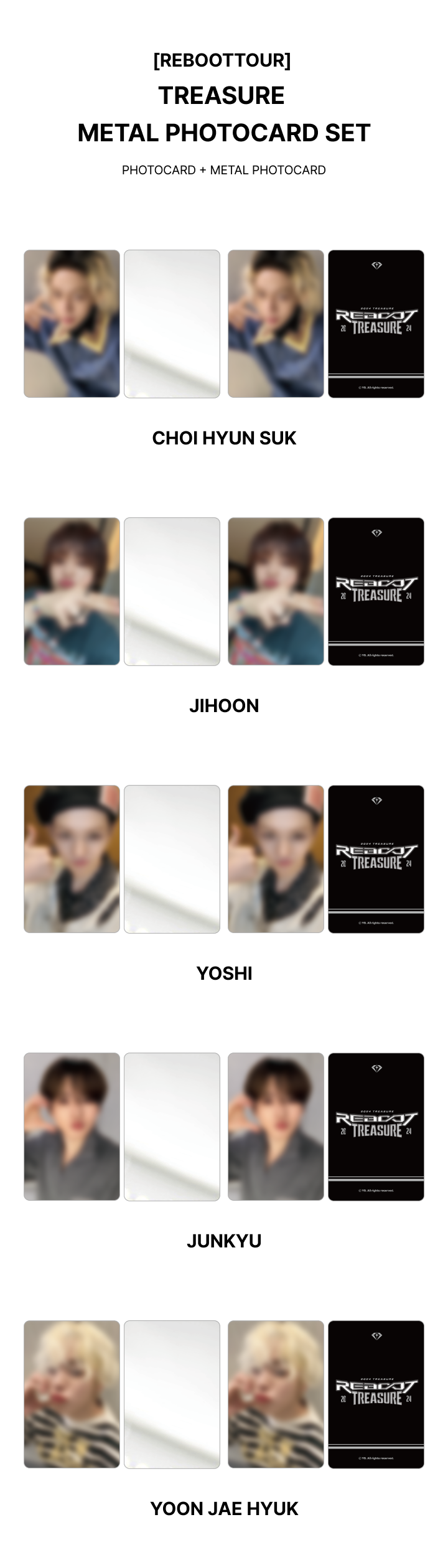 [REBOOTTOUR] TREASURE METAL PHOTOCARD SET 1 detail