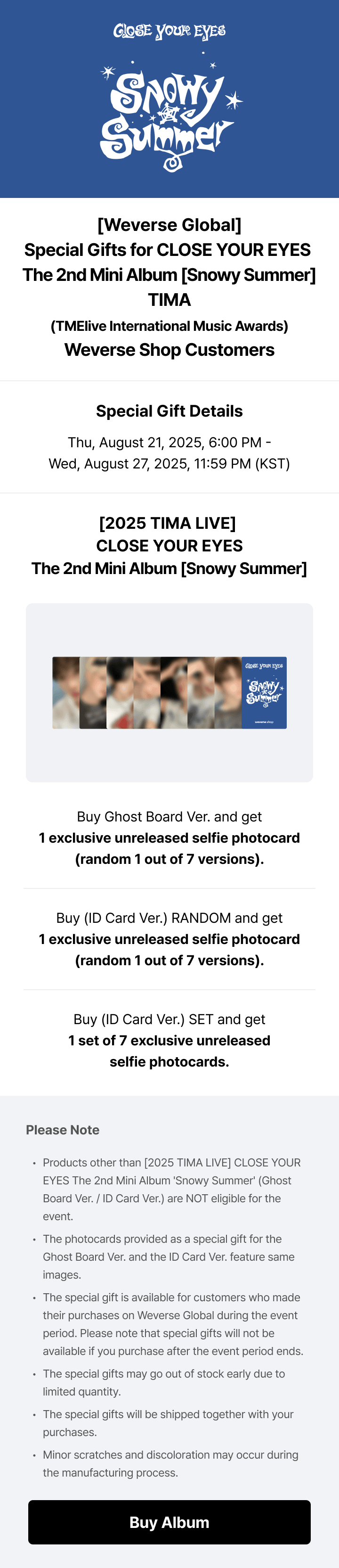 [2025 TIMA LIVE] The 2nd Mini Album 'Snowy Summer' (ID Card Ver.) (POCAALBUM) Set 0 detail