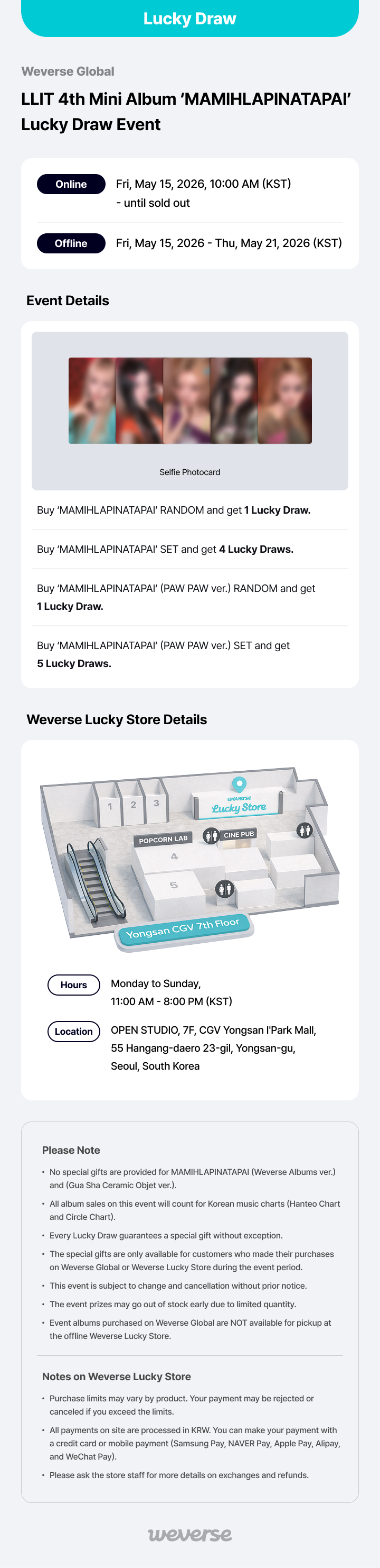 Weverse Global] ILLIT 4th Mini Album 'MAMIHLAPINATAPAI' LUCKY DRAW