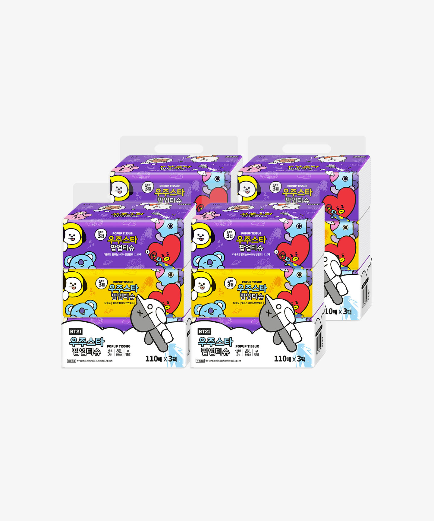 BTS | BT21 Universtar Pop-Up Tissue (3EA / 4 BUNDLE)