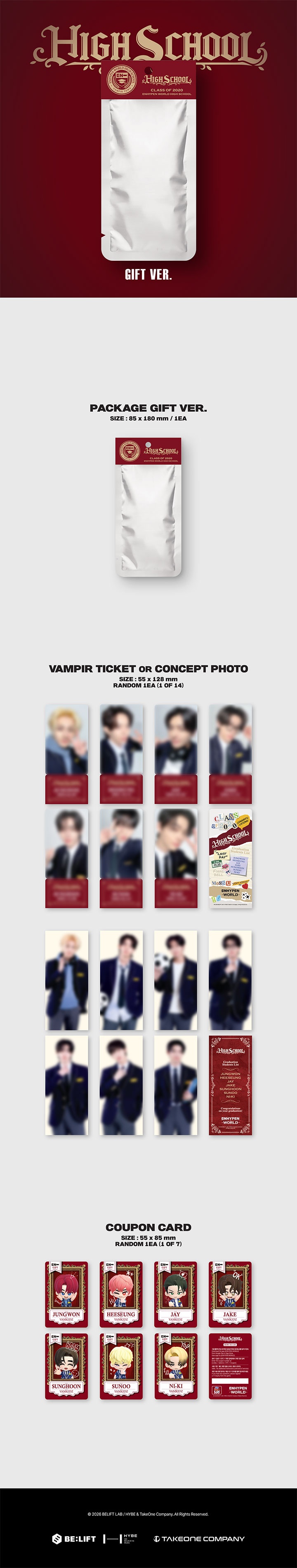 [ENHYPEN WORLD COUPON CARD COLLECTION] HIGH SCHOOL GIFT ver 1 detail