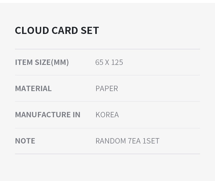 Cloud Card Set 2 detail