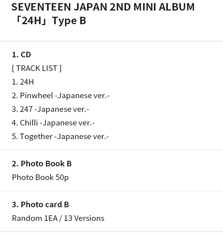 JAPAN 2ND MINI ALBUM 「24H」Type B 3 detail
