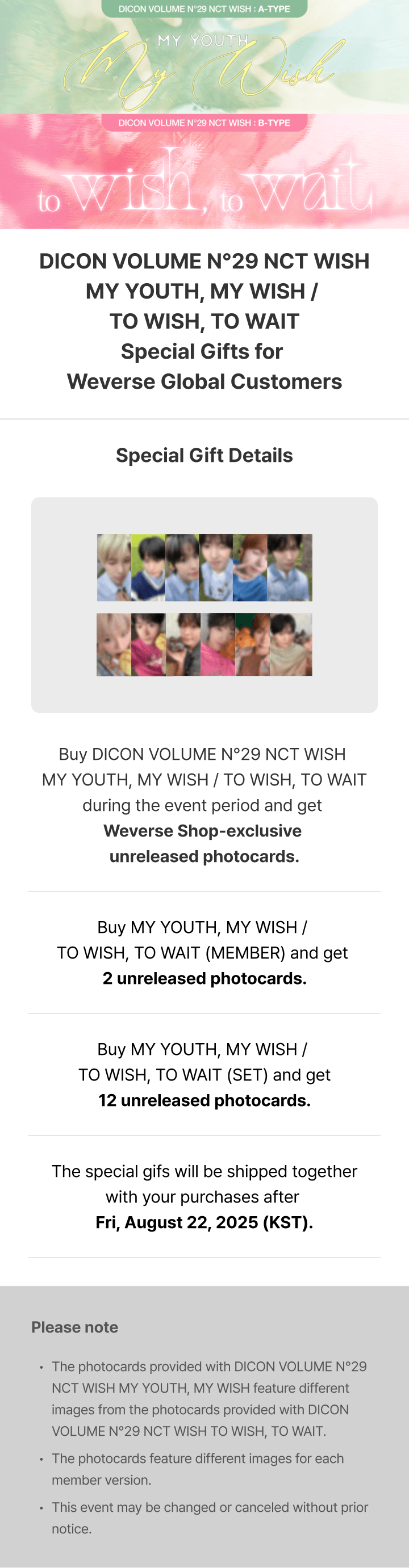 DICON VOLUME N°29 NCT WISH MY YOUTH, MY WISH / TO WISH, TO WAIT (SET) 0 detail